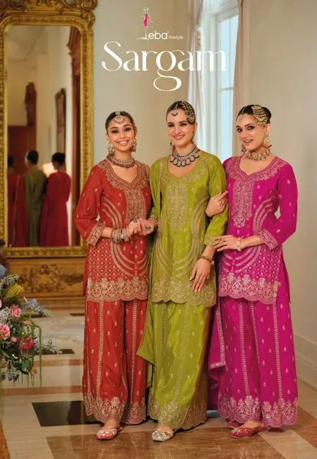 Sargam By Eba Chinon Embroidery Online Readymade Suits Wholesale